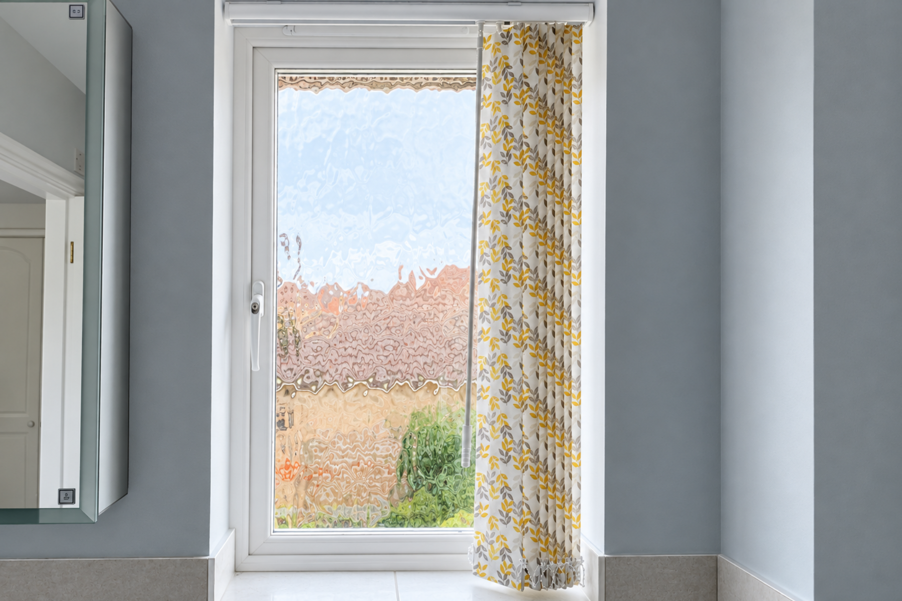 Sue Cardy Patterned Vertical Blinds Open