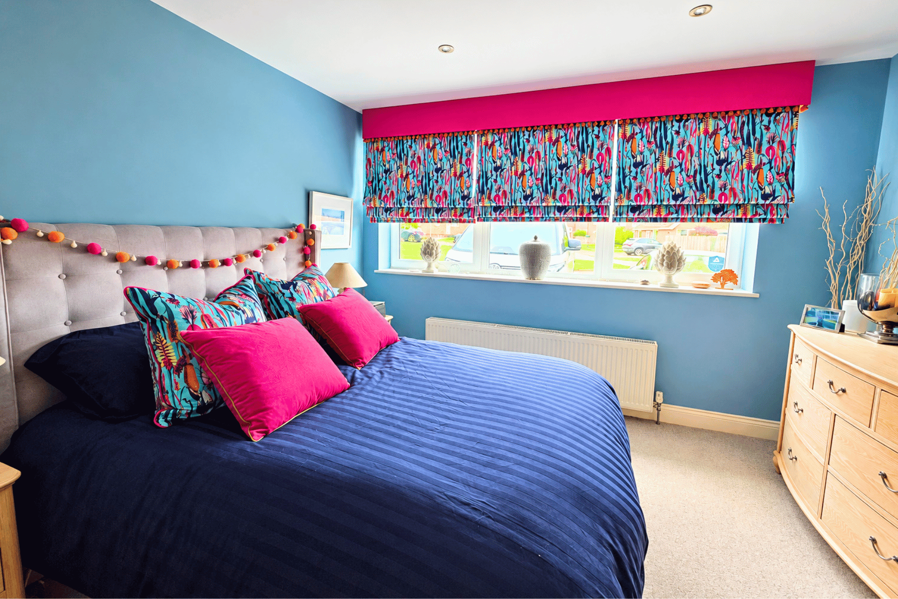 Sue Cardy Motorised Blackout Roman Blinds Borneo